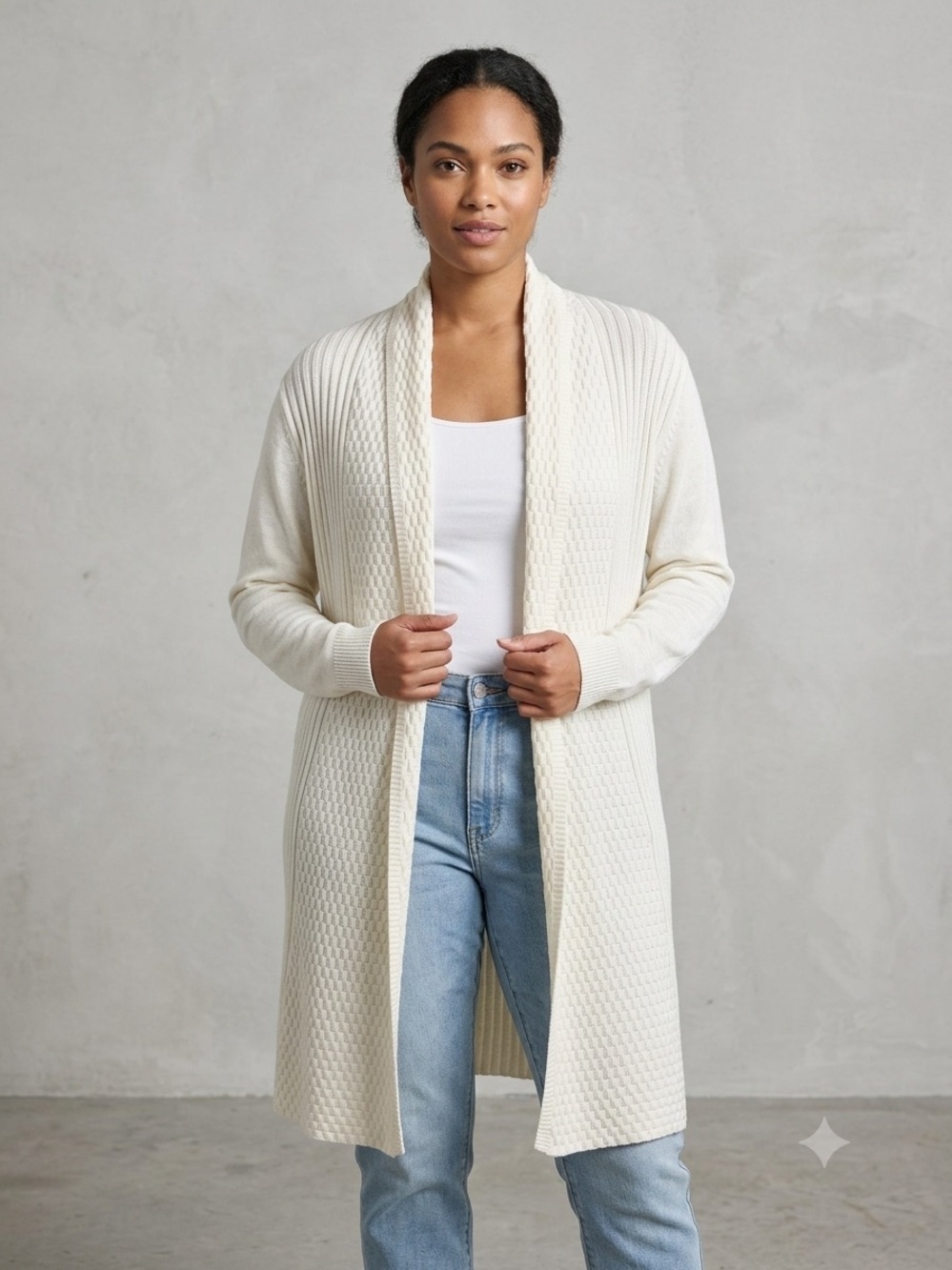 Leo & Nicole Bamboo Cotton Blend Longline Cardigan Sweater Large NWOT